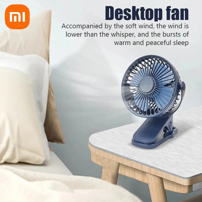 Xiaomi Rechargeable Portable Electric Fan 720° Rotating Clip Fan Night Light Air Cooler Outdoor Camping Small Fan Ventilator