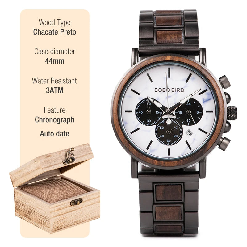 BOBO BIRD Montre homme cadre en bois