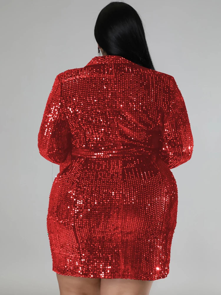 Robe Blazer à Sequins pour Femmes - Robes de Bal Luxueuses et Élégantes, Tenue de Fête, Grandes Tailles, Vêtements pour Femmes, Robe de Noël, Vente en Gros et Dropshipping