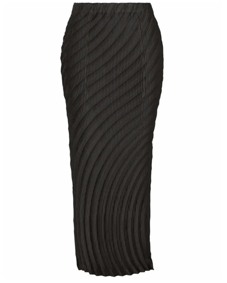 YUDX Pleated Half Skirt 2024 Autumn Half Skirt Women Solid Versatile Design Sense Casual Simple High Waist Mid-length Skirt