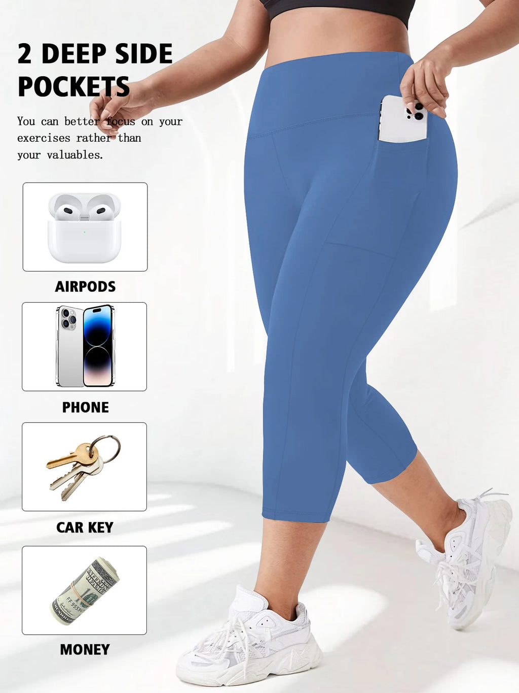 High Waist Yoga Pants with Pockets Sports Leggings for Women Plus Size Fitness Pilates Workout