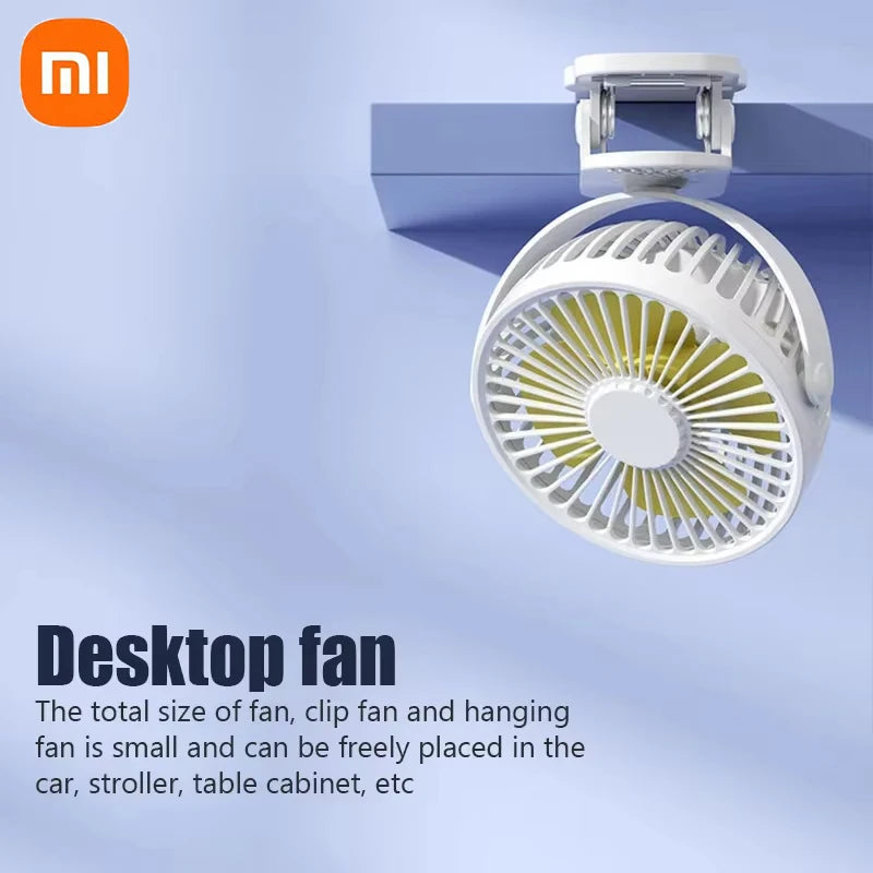 Xiaomi Rechargeable Portable Electric Fan 720° Rotating Clip Fan Night Light Air Cooler Outdoor Camping Small Fan Ventilator