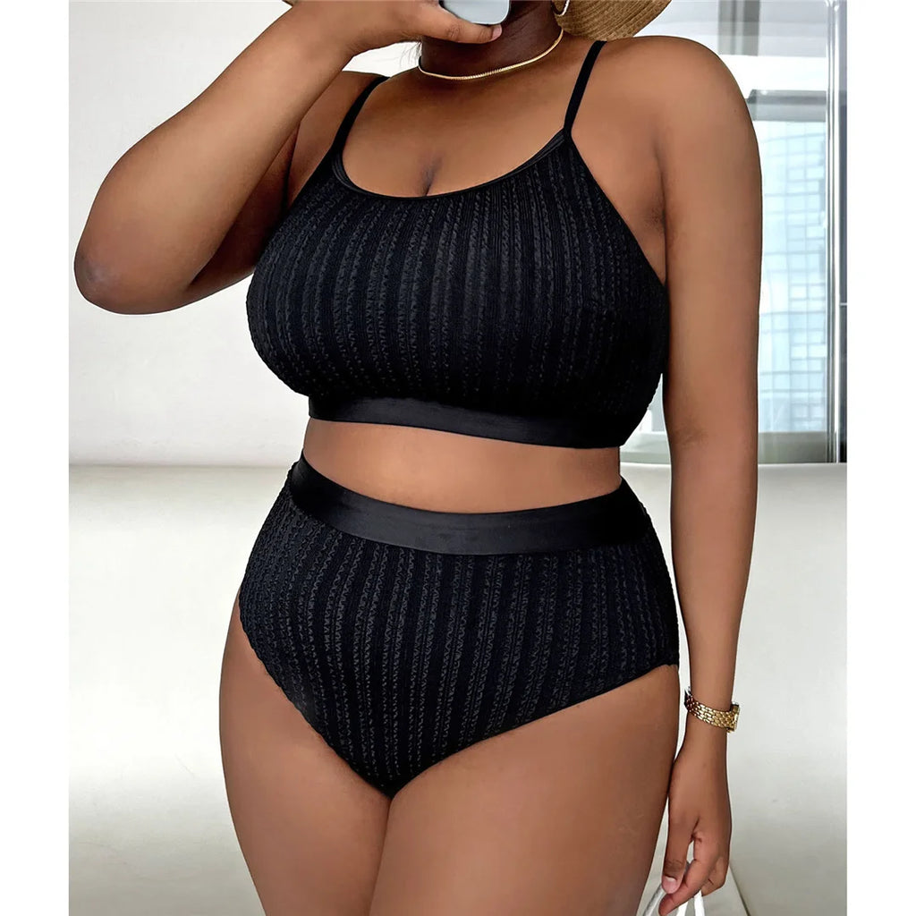 0XL - 4XL Bikini côtelé grande taille Maillot de bain femme grande taille Ensemble bikini deux pièces Maillot de bain V4987