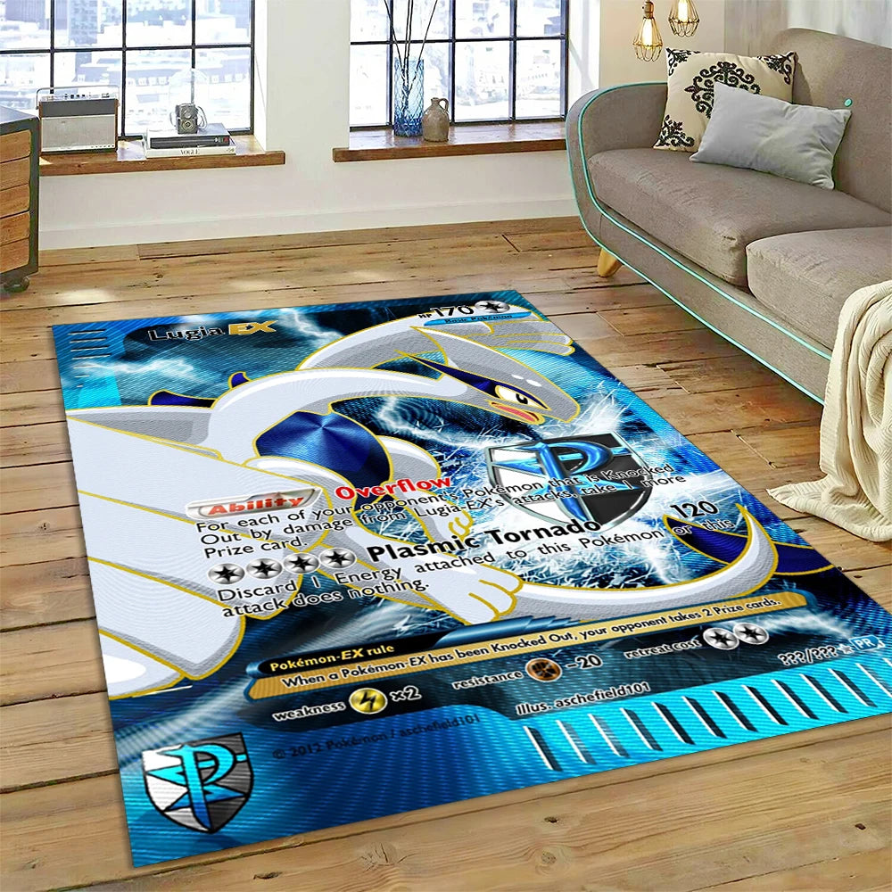 2025 New Pokemon Gold Card Pikachu Cartoon Gift Carpet Rug for Bedroom Living Room Home Sofa Decoration,Children Decor Floor Mat
