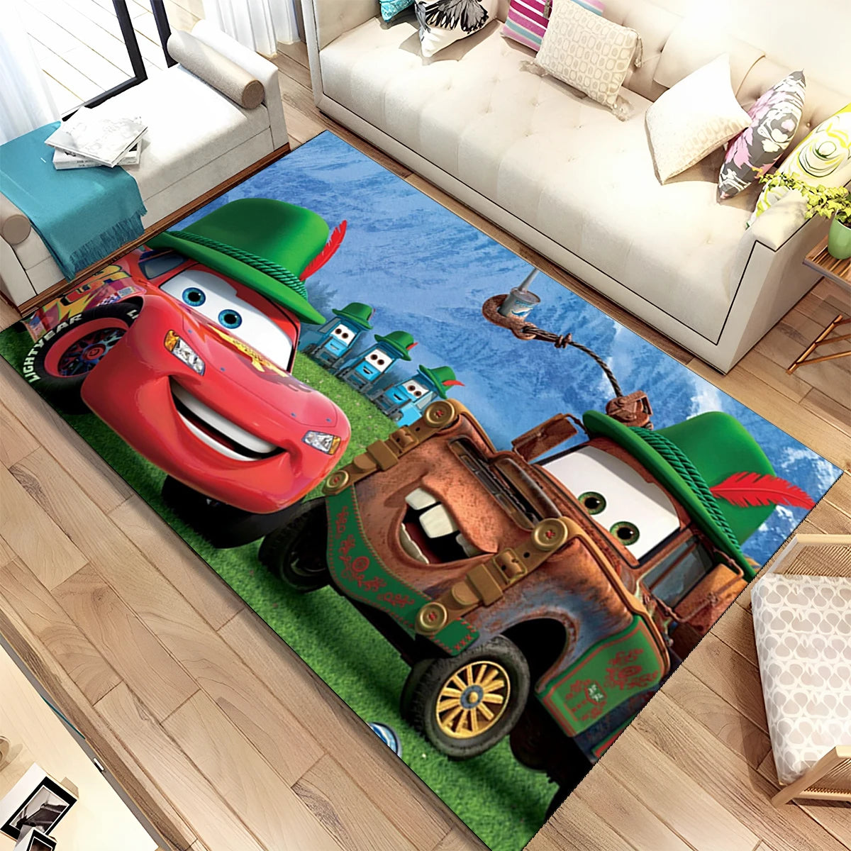Lightning McQueen Cars Cartoon Racing Carpet Rug for Home Living Room Bedroom Sofa Doormat Decor,kid Area Rug Non-slip Floor Mat