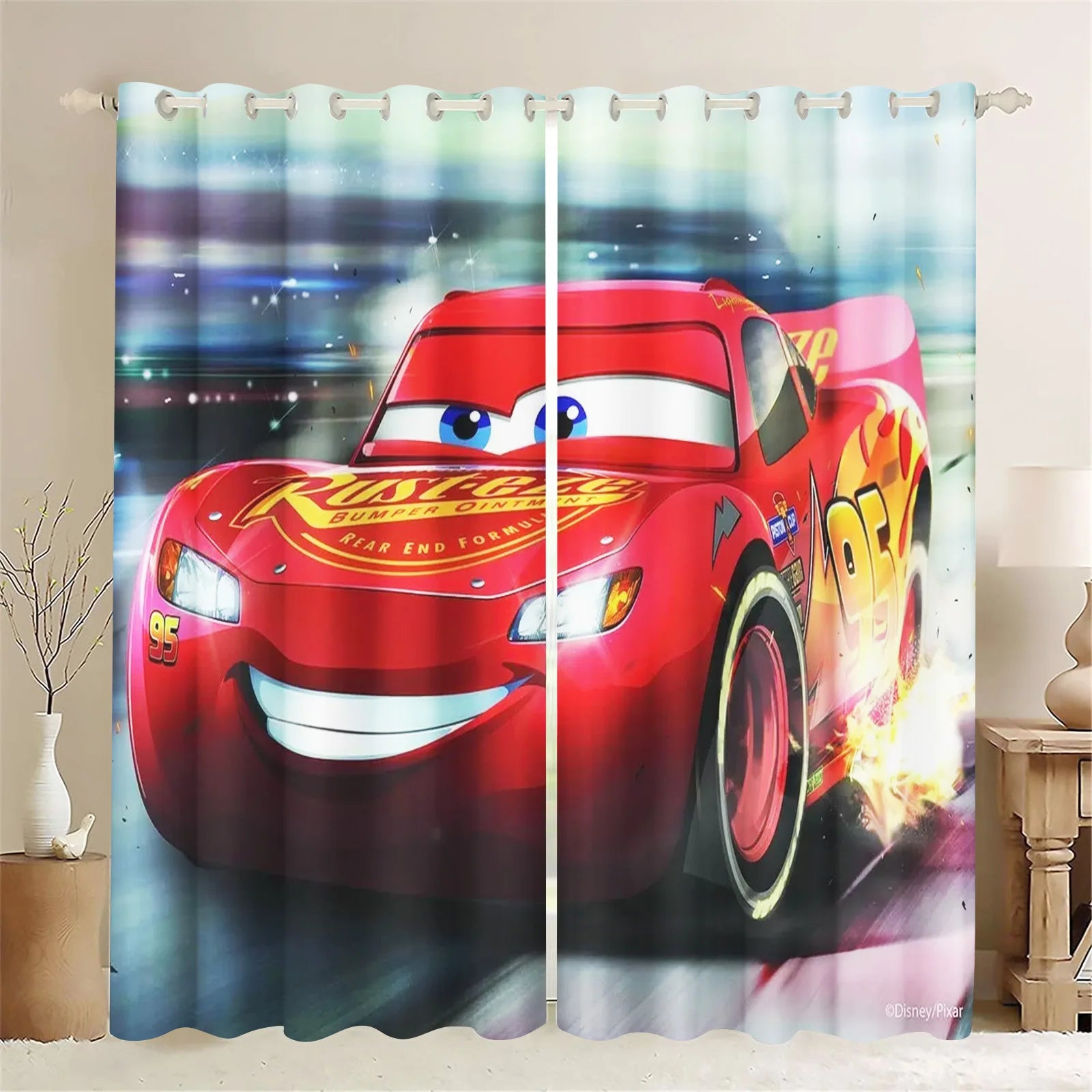 Lightning McQueen Series Curtains For Living Room Luxury Set Home Decor Blackout Curtains Balcony Screen Dustproof Cartoon Home