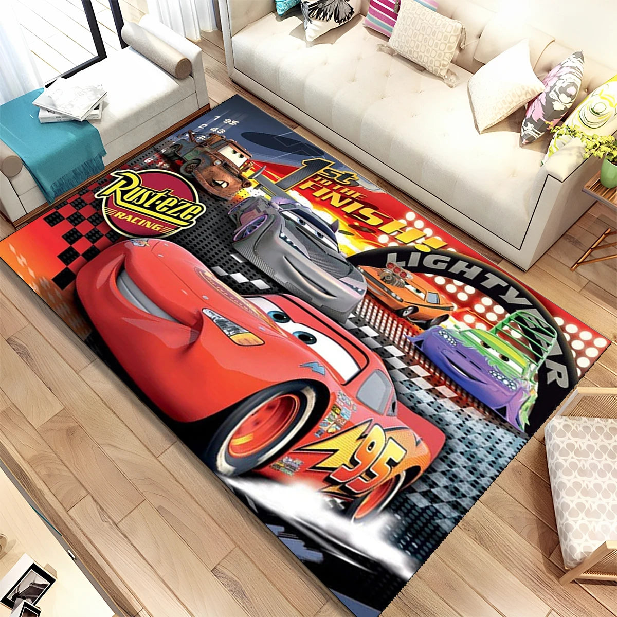 Lightning McQueen Cars Cartoon Racing Carpet Rug for Home Living Room Bedroom Sofa Doormat Decor,kid Area Rug Non-slip Floor Mat