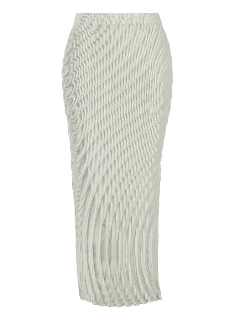 YUDX Pleated Half Skirt 2024 Autumn Half Skirt Women Solid Versatile Design Sense Casual Simple High Waist Mid-length Skirt