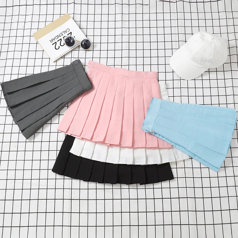 Jupe noire femme taille haute vêtements d'été vintage coréens Harajuku rouge jupe courte évasée Eam plissée pour femme