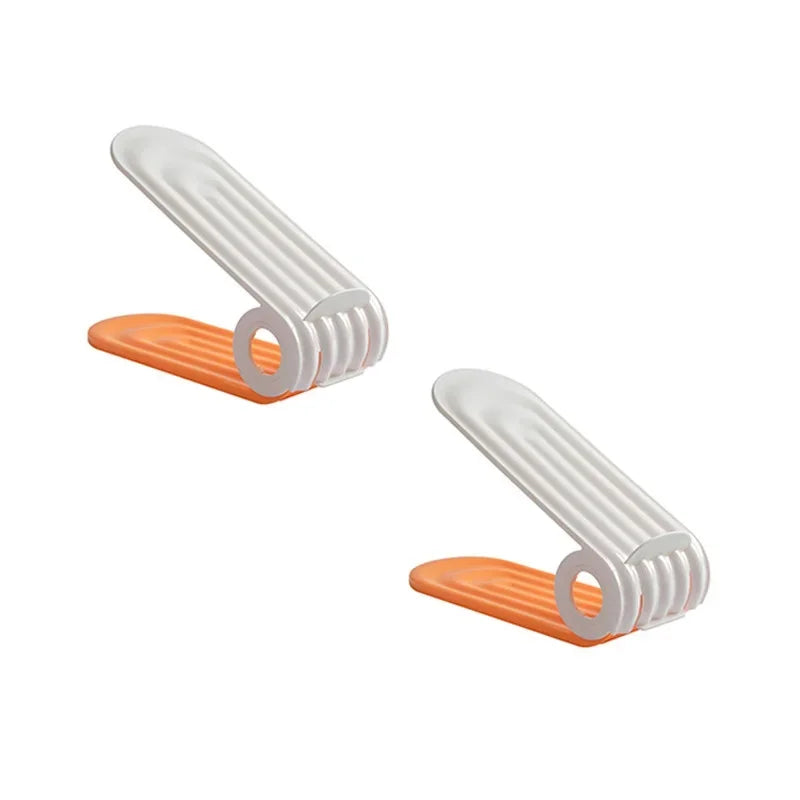2pcs/set Adjustable Shoe Support Rack Double Layer PP Shoe Slots Organizer Adjustable Height Space Saving Orderly Organization