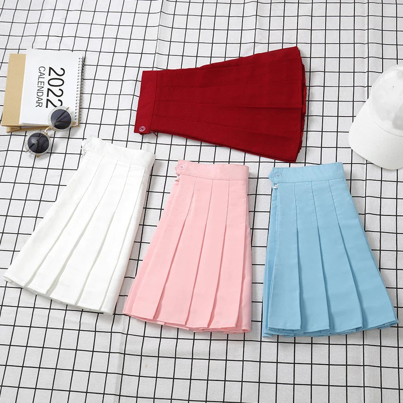 Jupe noire femme taille haute vêtements d'été vintage coréens Harajuku rouge jupe courte évasée Eam plissée pour femme