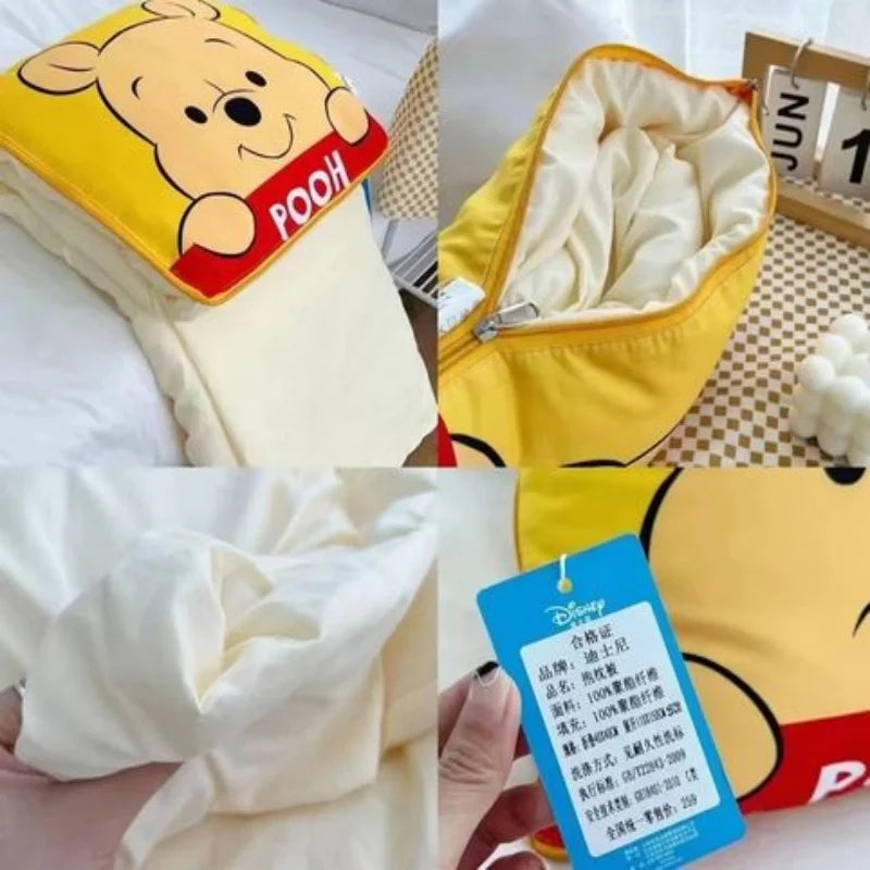 Winnie Bear Lotso Pillow Cartoon Outdoor Camping Portable Blanket Sofa Car Cushion Summer Air Conditioning Quilt Kid Gift