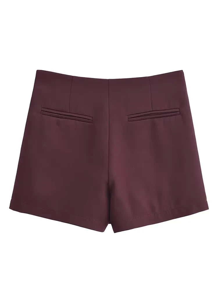 TFMLN Nouveau Printemps Femme Jupe-Short Unie Mode Décontractée Mini-Shorts Jupe à Fermeture Éclair Latérale Vintage Taille Haute Shorts Jupe Streetwear
