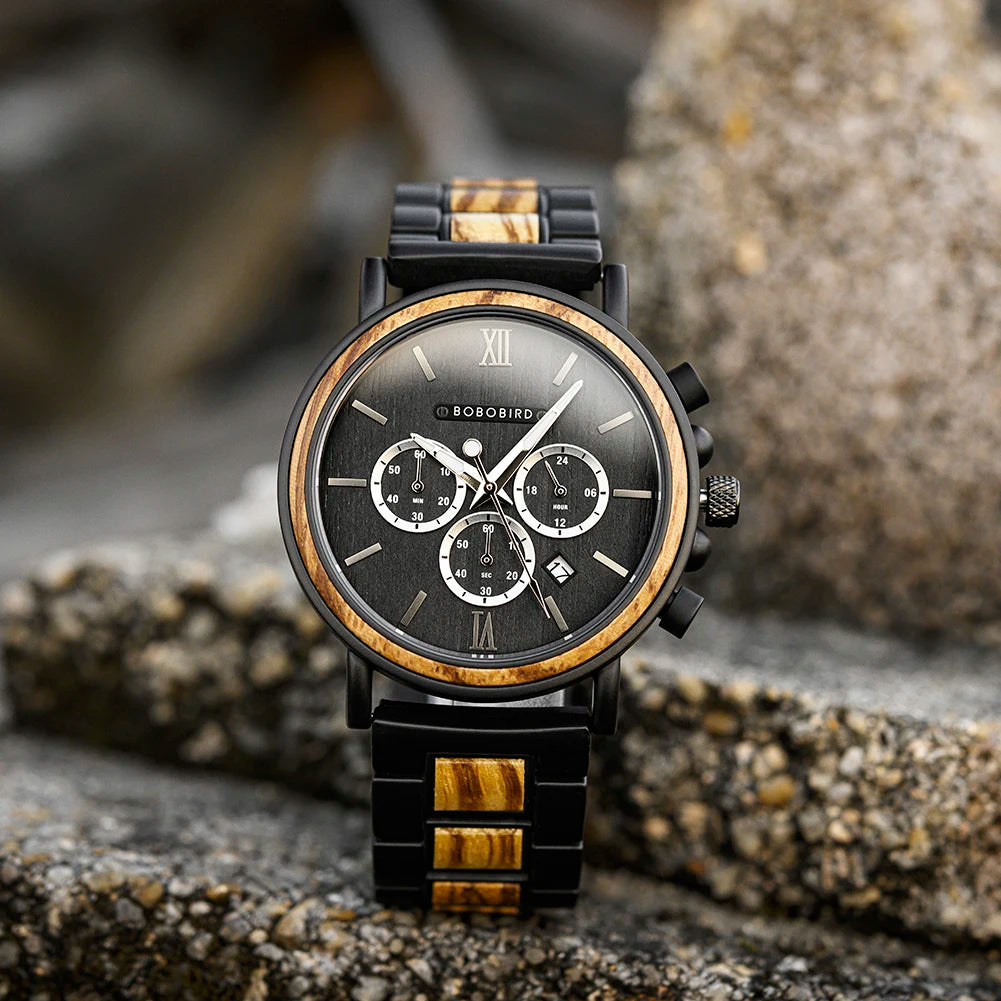 BOBO BIRD Montre homme cadre en bois