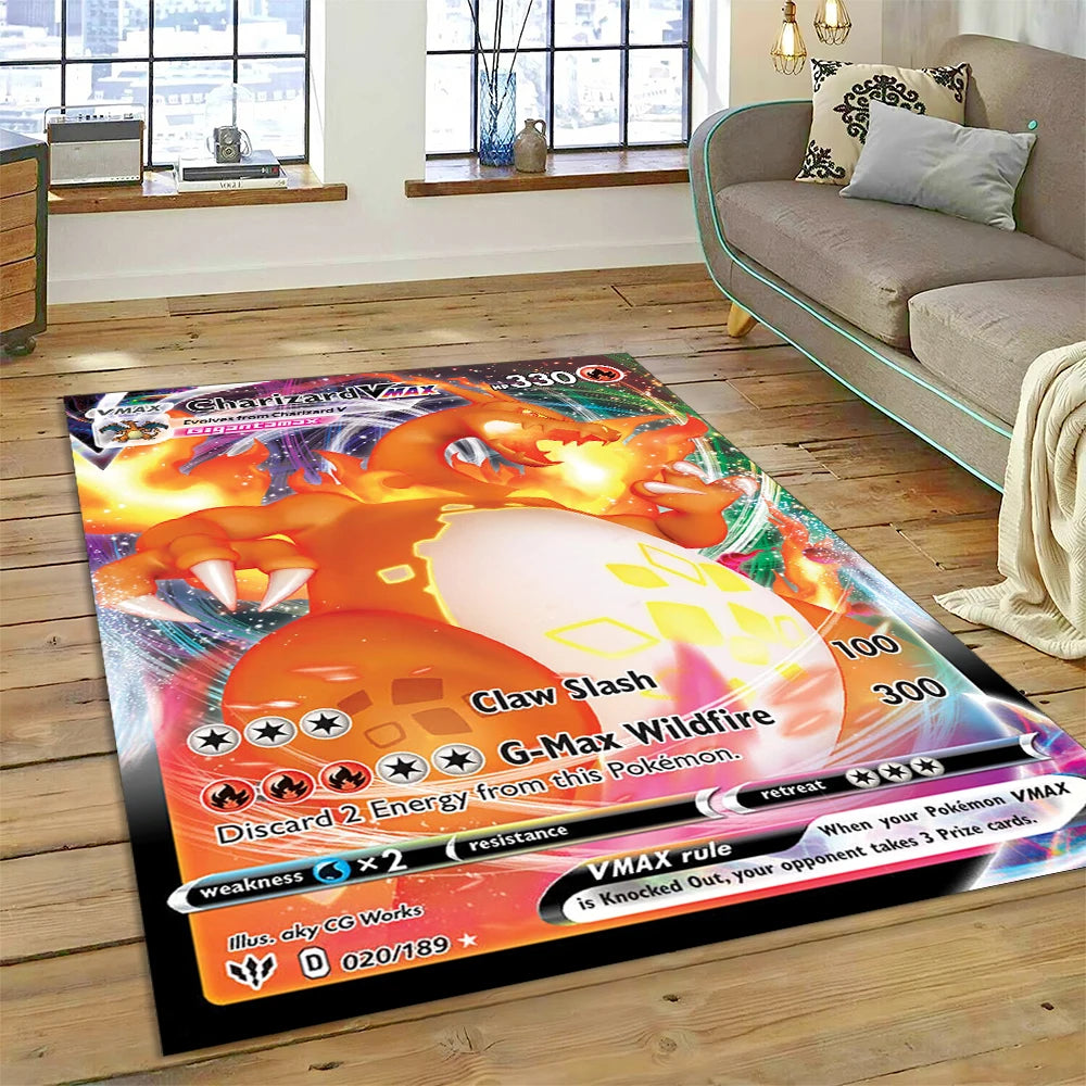 2025 New Pokemon Gold Card Pikachu Cartoon Gift Carpet Rug for Bedroom Living Room Home Sofa Decoration,Children Decor Floor Mat