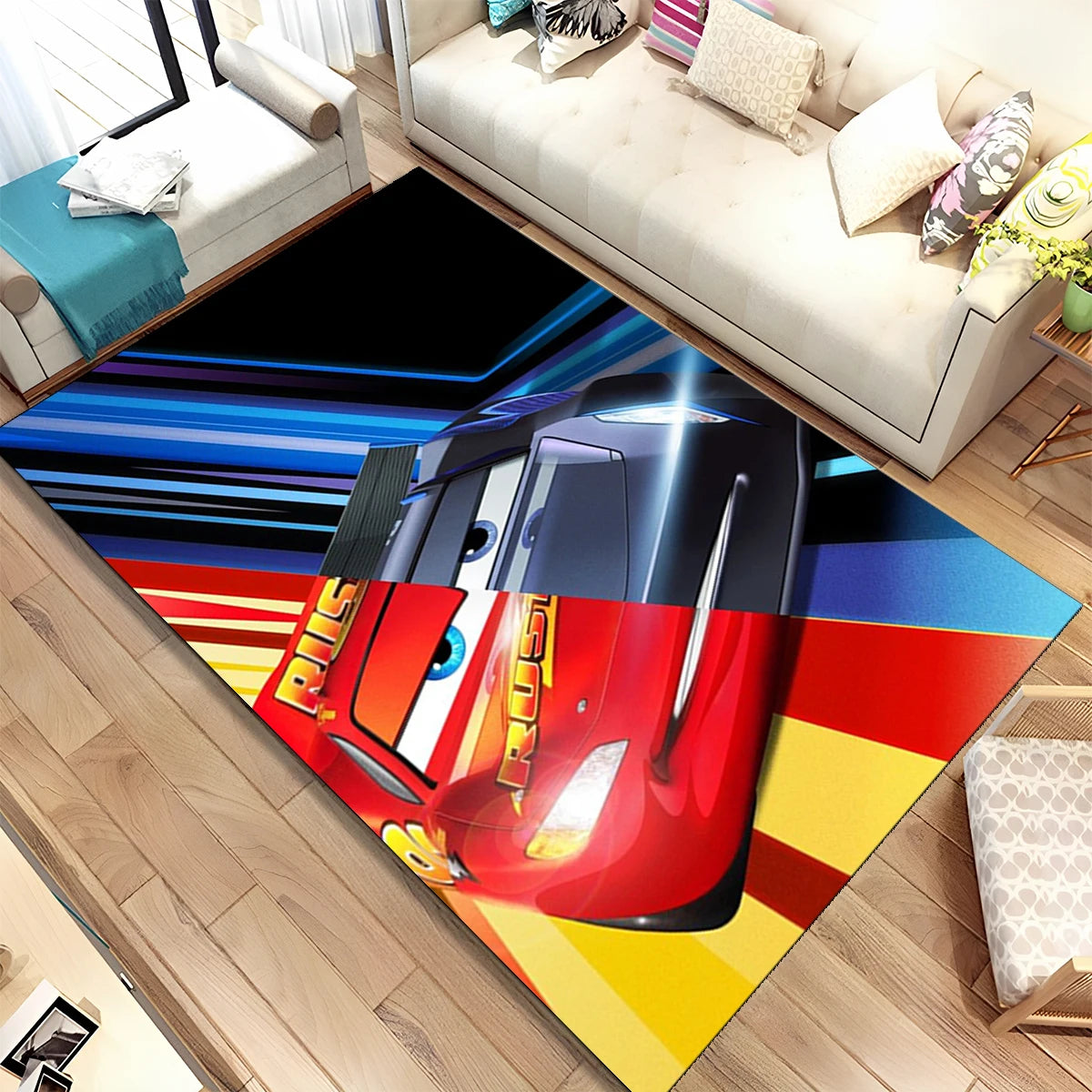Lightning McQueen Cars Cartoon Racing Carpet Rug for Home Living Room Bedroom Sofa Doormat Decor,kid Area Rug Non-slip Floor Mat