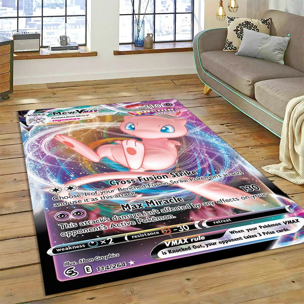 2025 New Pokemon Gold Card Pikachu Cartoon Gift Carpet Rug for Bedroom Living Room Home Sofa Decoration,Children Decor Floor Mat