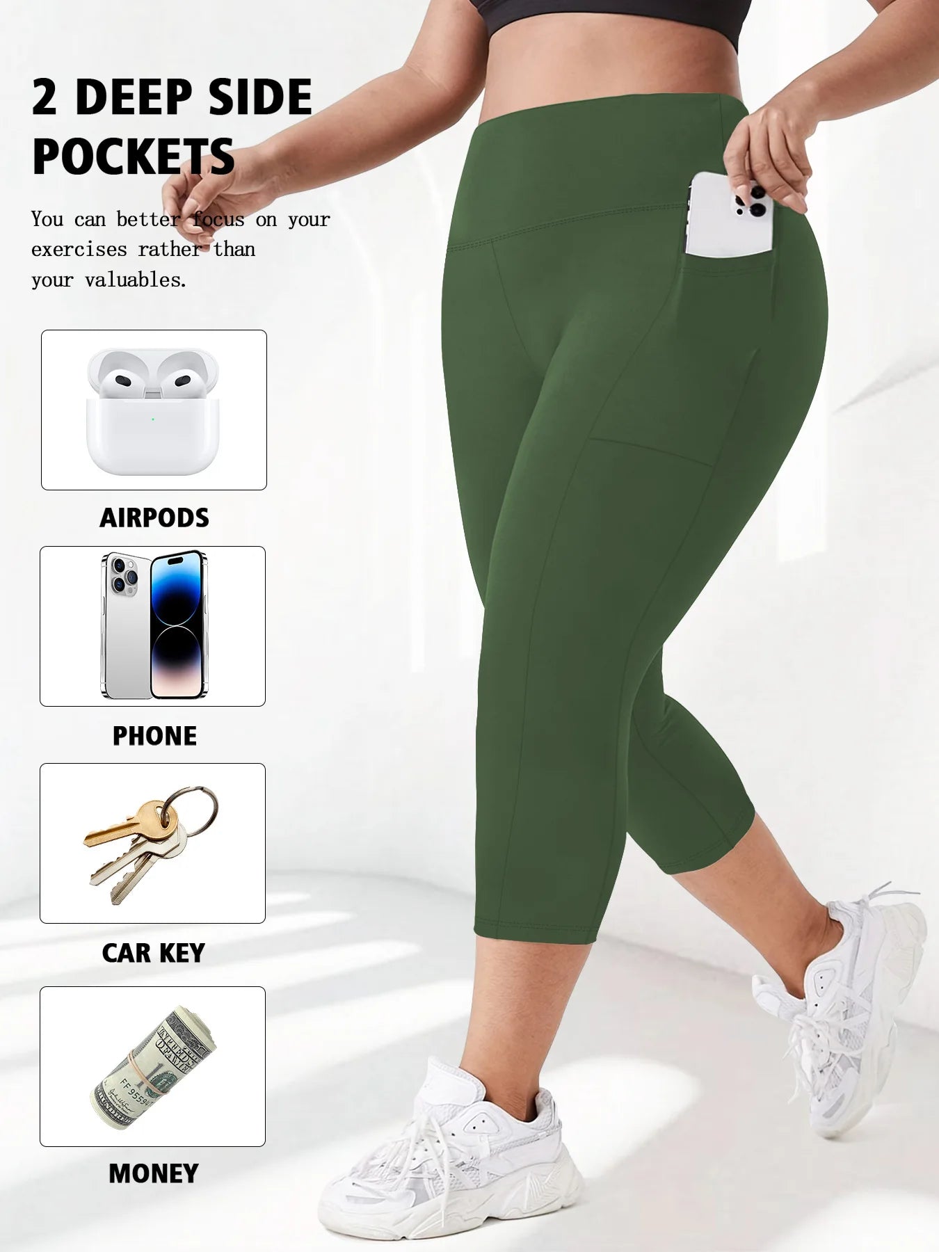 High Waist Yoga Pants with Pockets Sports Leggings for Women Plus Size Fitness Pilates Workout