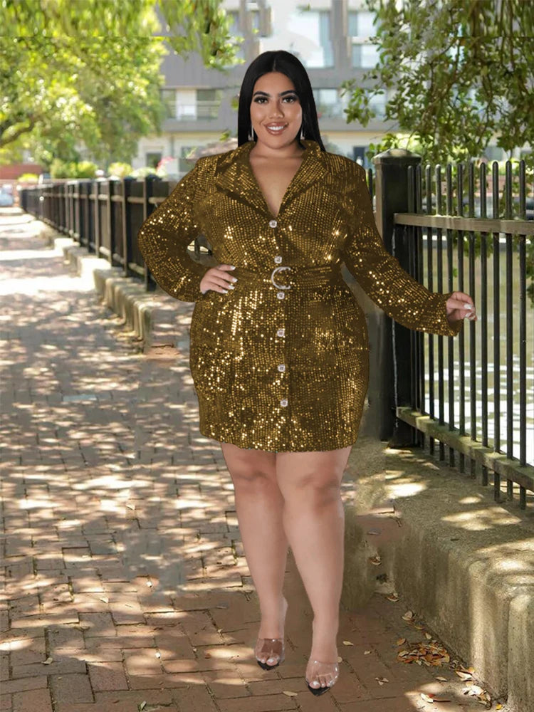 Robe Blazer à Sequins pour Femmes - Robes de Bal Luxueuses et Élégantes, Tenue de Fête, Grandes Tailles, Vêtements pour Femmes, Robe de Noël, Vente en Gros et Dropshipping