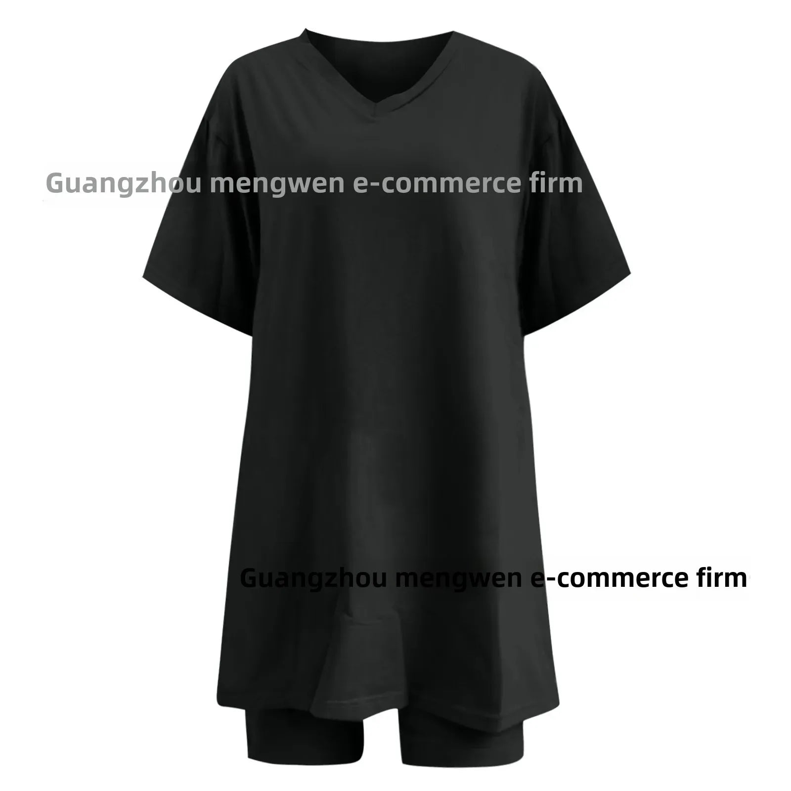 Plus Size Classic Pure Color Large Size Set Women's Clothing Cross-Border 8 Size V-neck T-shirt from Mainland China Full Range