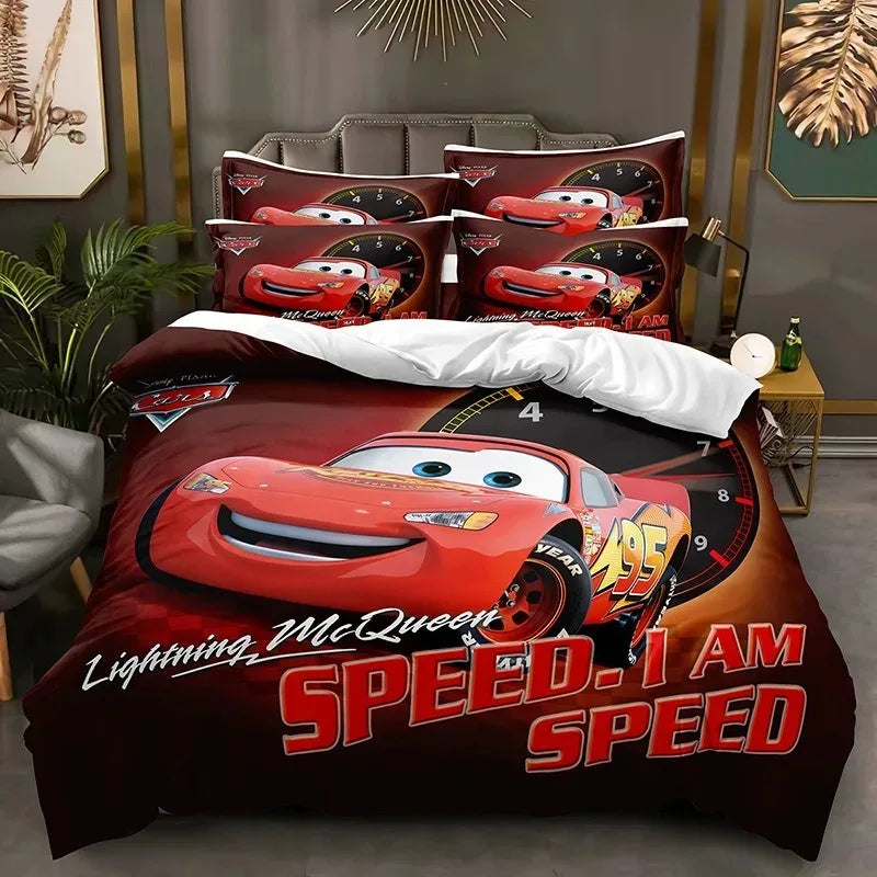Cartoon Cars Bedding Set Lightning McQueen Duvet Cover Boy's Bedclothes Bed Linen Gift for Kids