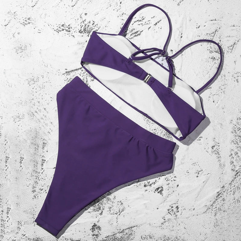 ZTVitality Bikinis Sexy Bikini Push-Up Uni 2021 Vente Chaude Soutien-Gorge Rembourré Bretelles Maillot de Bain Taille Haute Maillot de Bain Femme Biquini