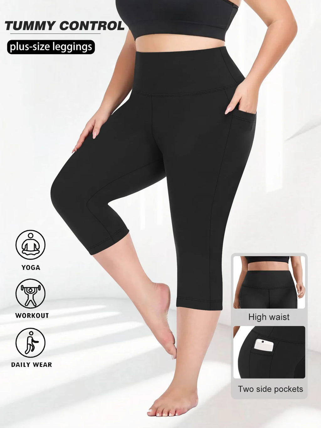 High Waist Yoga Pants with Pockets Sports Leggings for Women Plus Size Fitness Pilates Workout