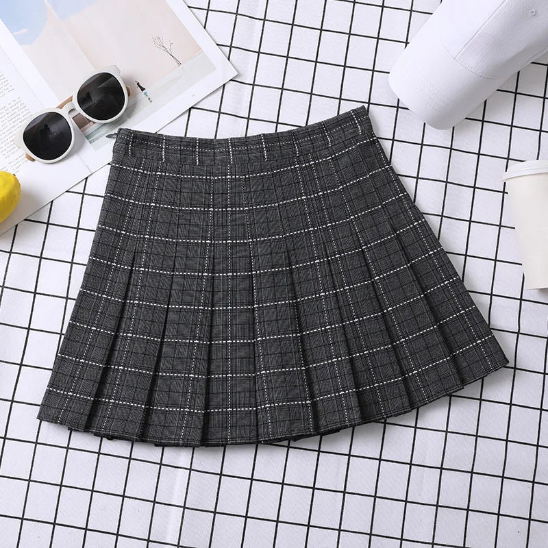 Pleated Skirt Korean Style Y2k Harajuku Faldas Women's Summer Clothes Girls Mini Saia Plissada Feminina Black Grey Plaid Skirt