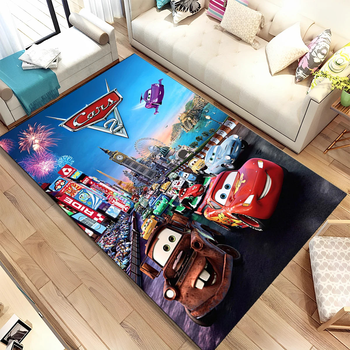 Lightning McQueen Cars Cartoon Racing Carpet Rug for Home Living Room Bedroom Sofa Doormat Decor,kid Area Rug Non-slip Floor Mat