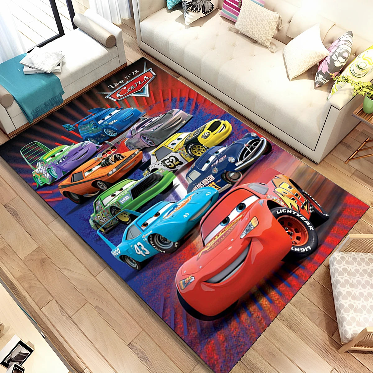 Lightning McQueen Cars Cartoon Racing Carpet Rug for Home Living Room Bedroom Sofa Doormat Decor,kid Area Rug Non-slip Floor Mat