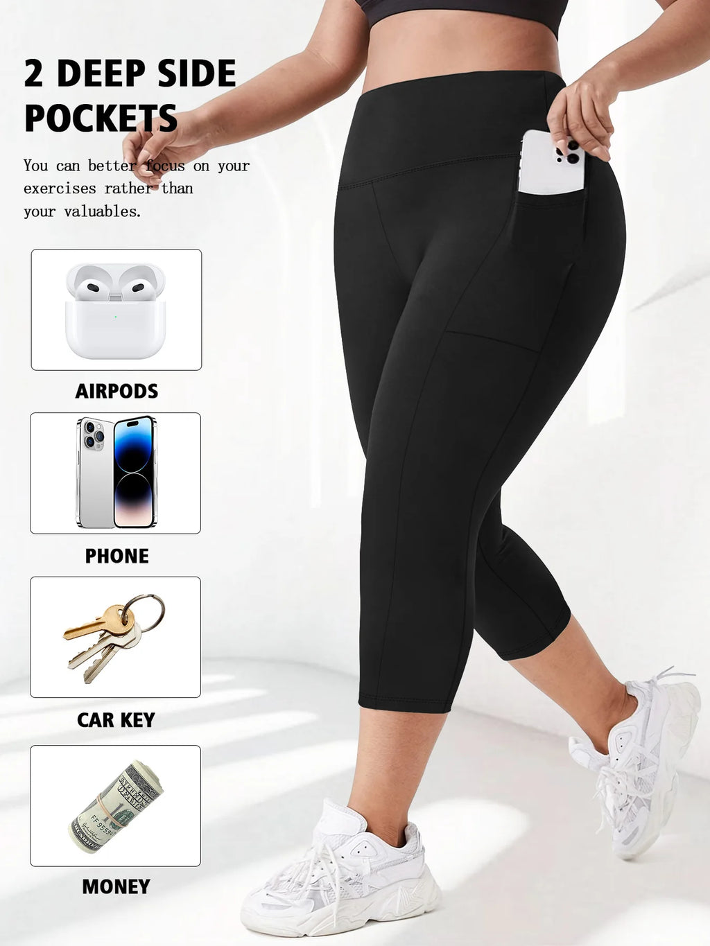 High Waist Yoga Pants with Pockets Sports Leggings for Women Plus Size Fitness Pilates Workout