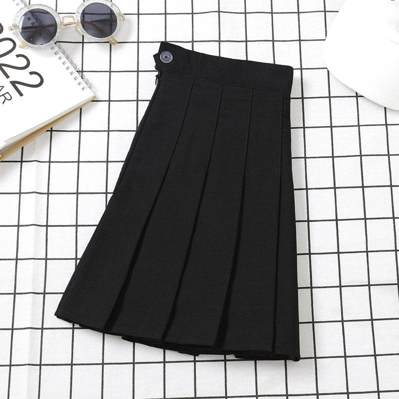 Jupe noire femme taille haute vêtements d'été vintage coréens Harajuku rouge jupe courte évasée Eam plissée pour femme