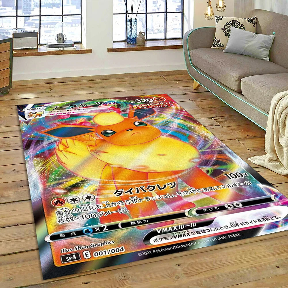 2025 New Pokemon Gold Card Pikachu Cartoon Gift Carpet Rug for Bedroom Living Room Home Sofa Decoration,Children Decor Floor Mat