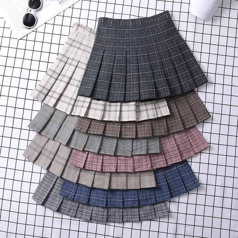 Pleated Skirt Korean Style Y2k Harajuku Faldas Women's Summer Clothes Girls Mini Saia Plissada Feminina Black Grey Plaid Skirt