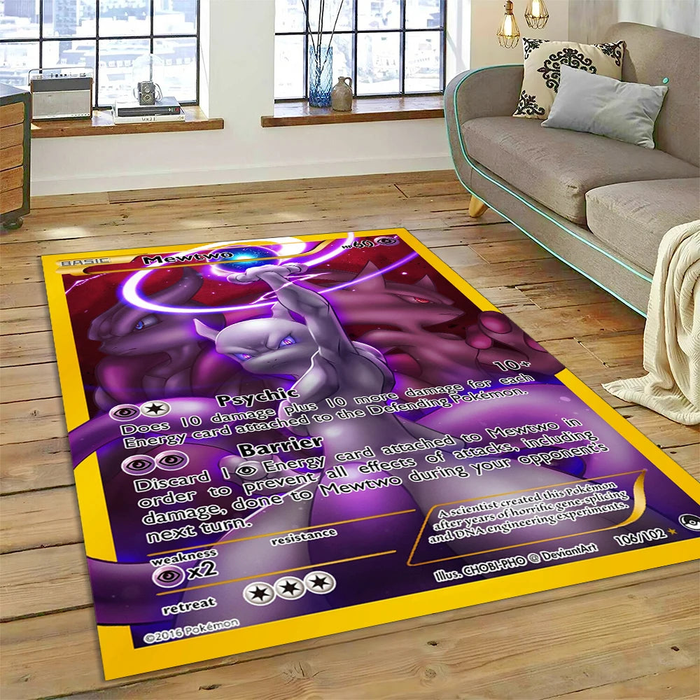 2025 New Pokemon Gold Card Pikachu Cartoon Gift Carpet Rug for Bedroom Living Room Home Sofa Decoration,Children Decor Floor Mat