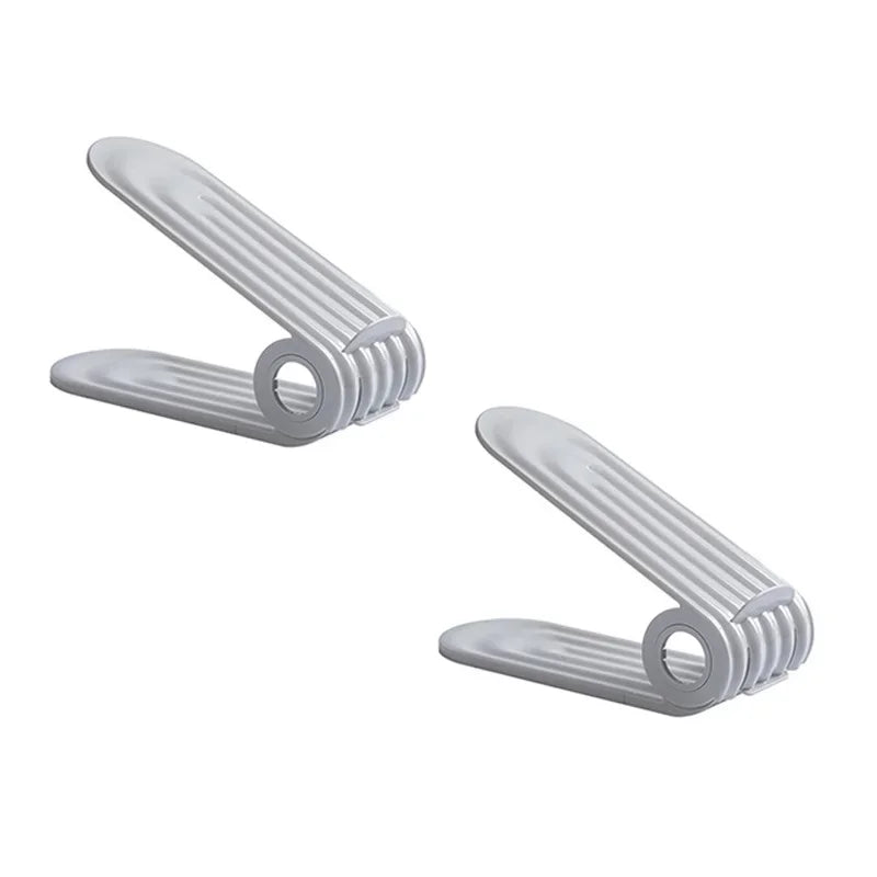 2pcs/set Adjustable Shoe Support Rack Double Layer PP Shoe Slots Organizer Adjustable Height Space Saving Orderly Organization