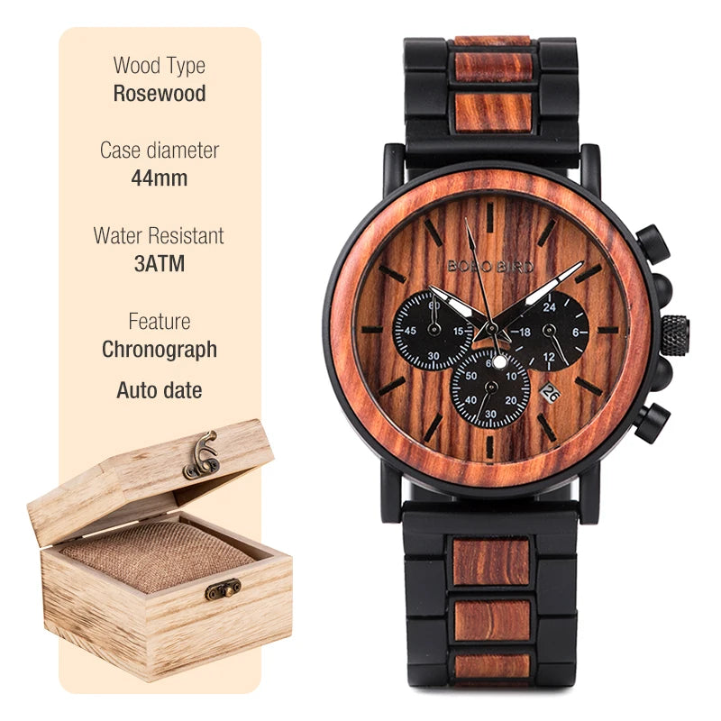 BOBO BIRD Montre homme cadre en bois