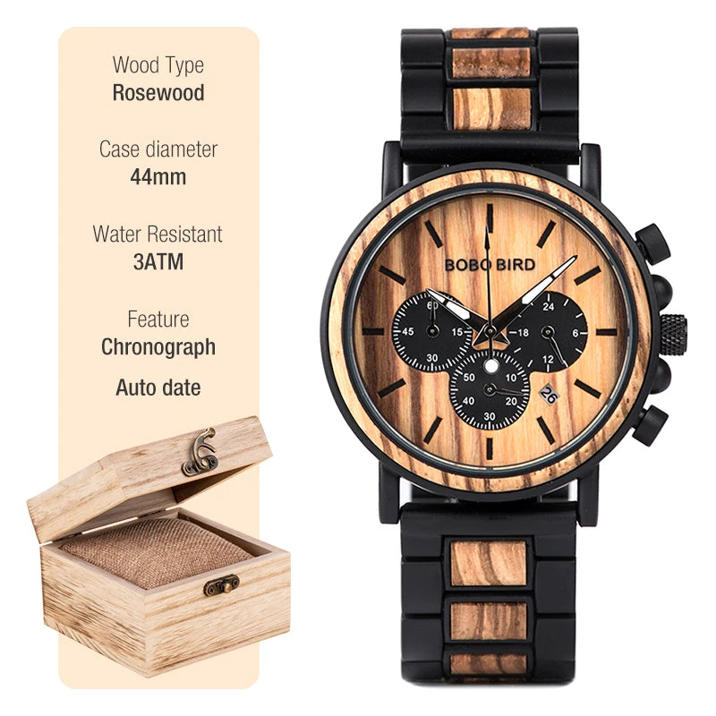 BOBO BIRD Montre homme cadre en bois