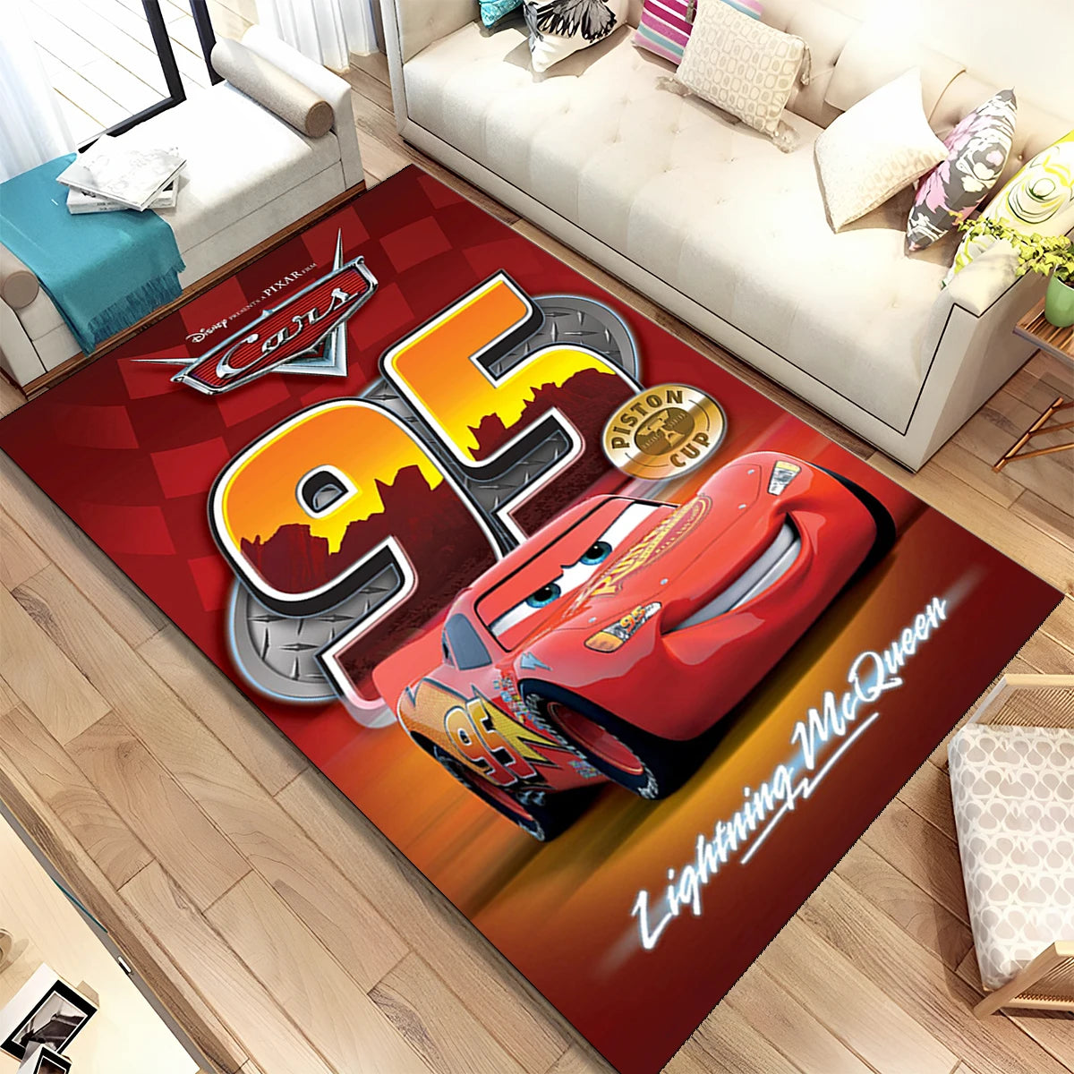 Lightning McQueen Cars Cartoon Racing Carpet Rug for Home Living Room Bedroom Sofa Doormat Decor,kid Area Rug Non-slip Floor Mat