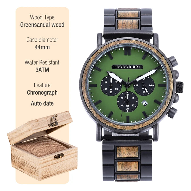 BOBO BIRD Montre homme cadre en bois