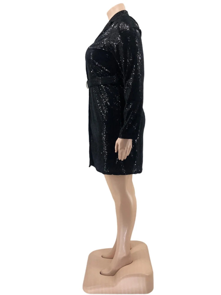Robe Blazer à Sequins pour Femmes - Robes de Bal Luxueuses et Élégantes, Tenue de Fête, Grandes Tailles, Vêtements pour Femmes, Robe de Noël, Vente en Gros et Dropshipping