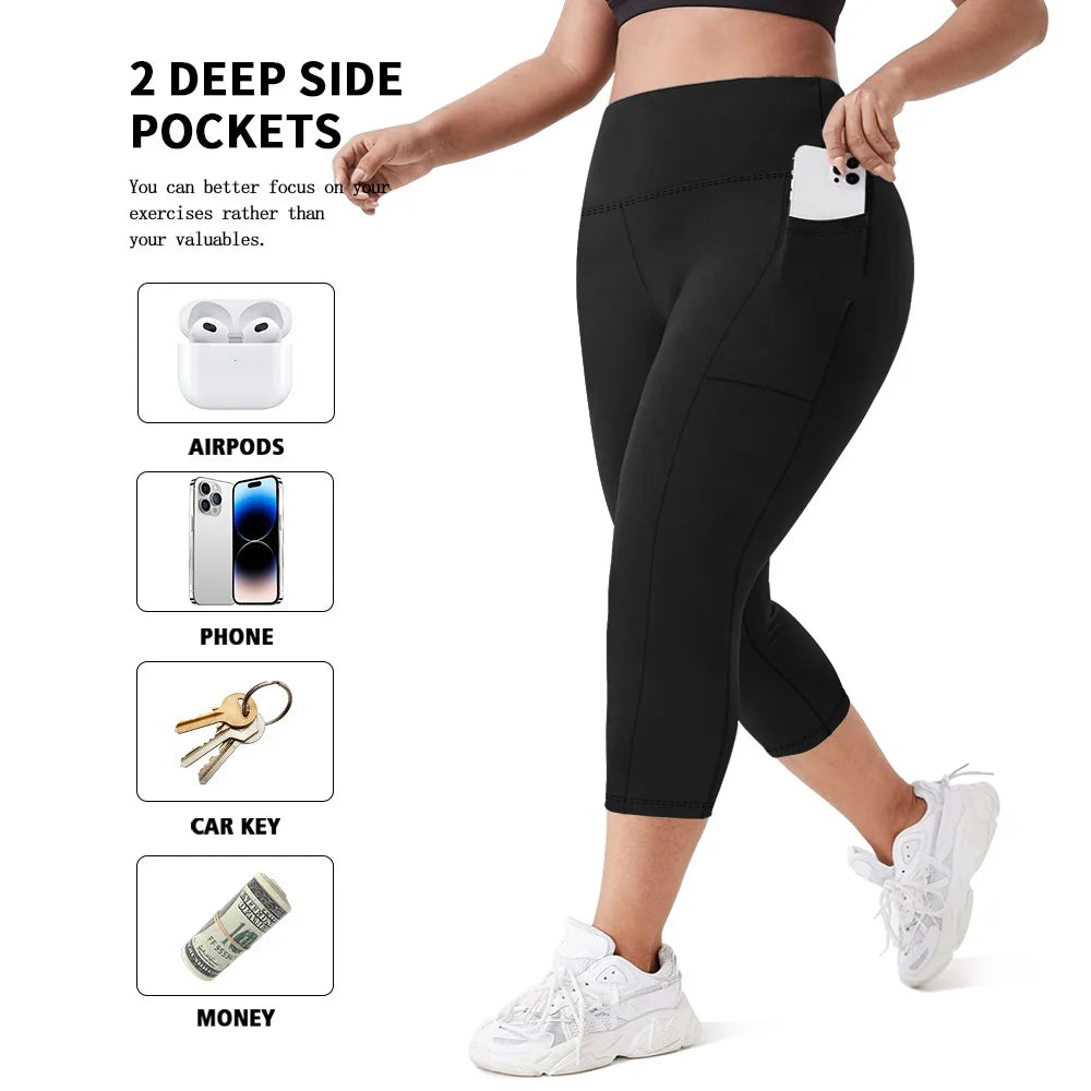 High Waist Yoga Pants with Pockets Sports Leggings for Women Plus Size Fitness Pilates Workout