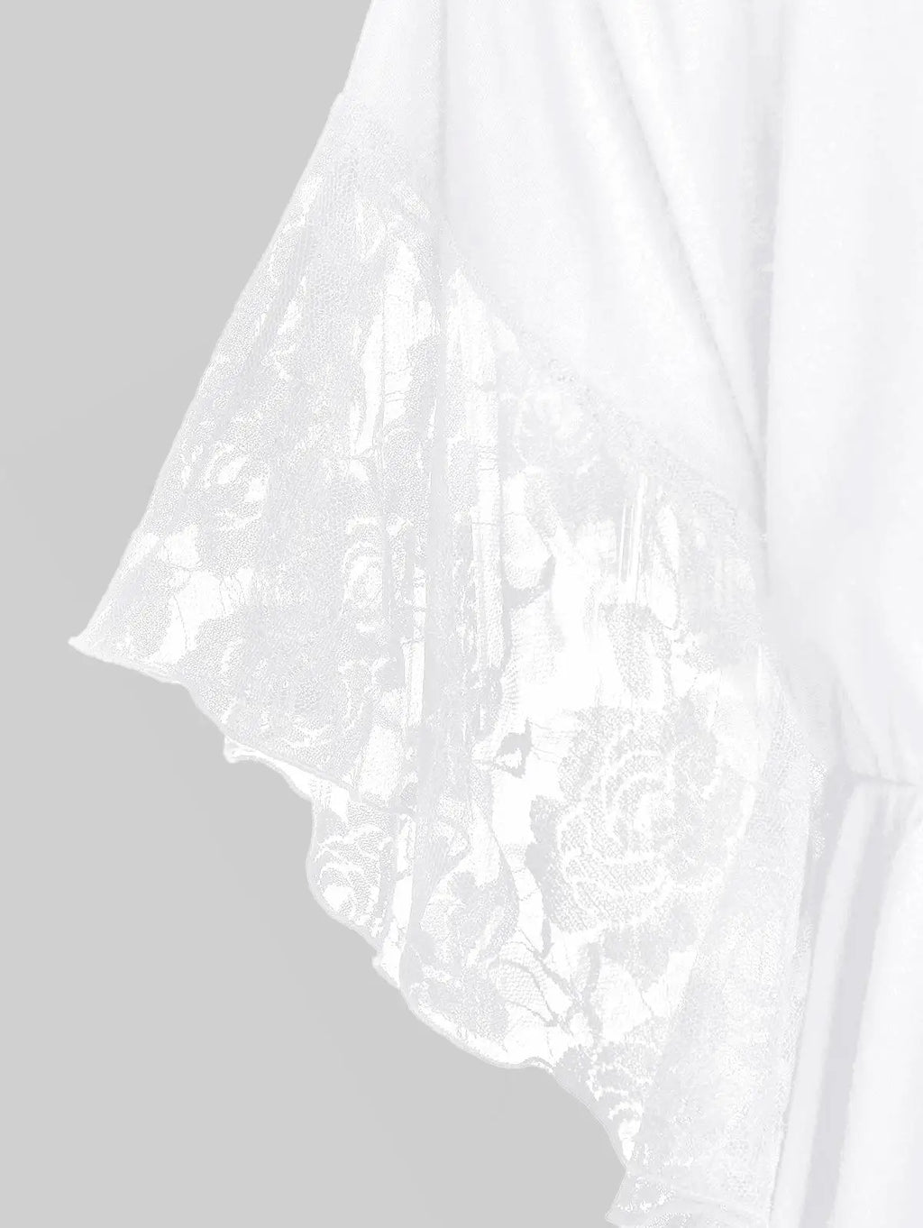 ROSEGAL Plus Size Women   Flower Lace Butterfly Sleeve  Insert Criss Cross V-Neck  Soild Casual T Shirt 2025 casual Streetwear