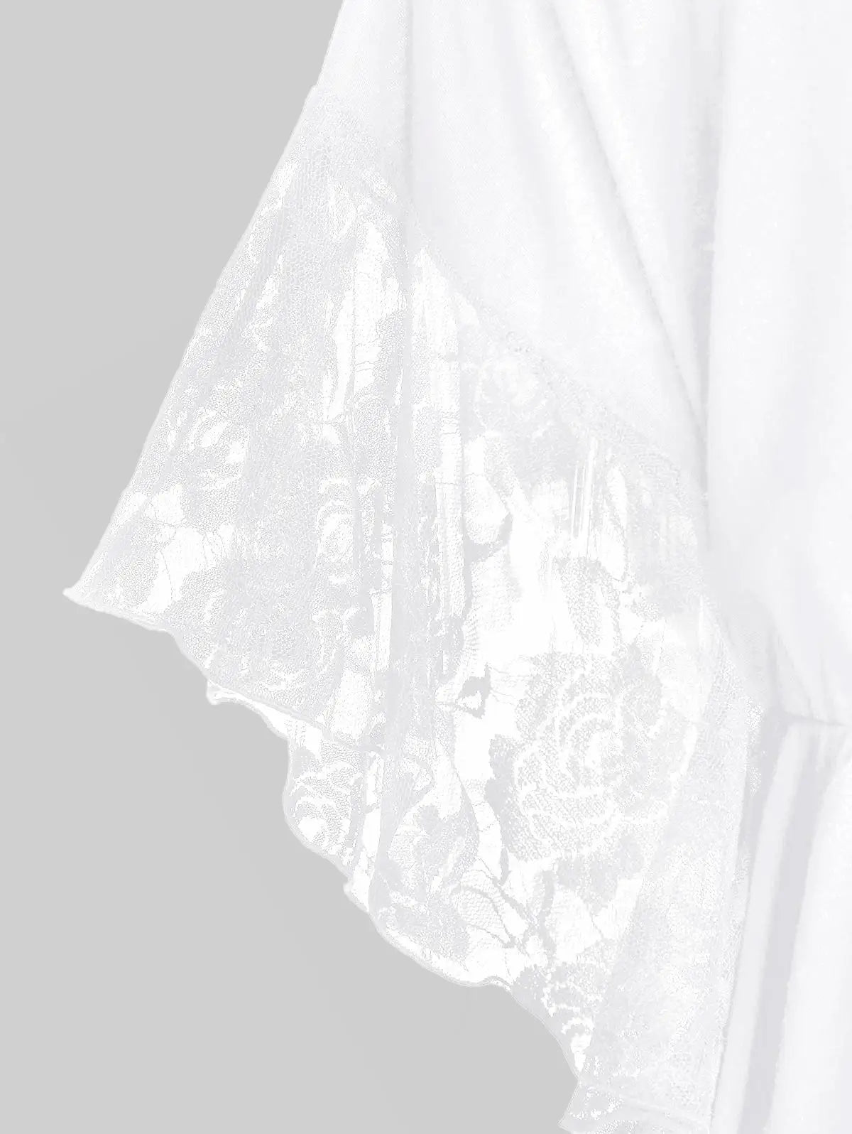 ROSEGAL Plus Size Women   Flower Lace Butterfly Sleeve  Insert Criss Cross V-Neck  Soild Casual T Shirt 2025 casual Streetwear