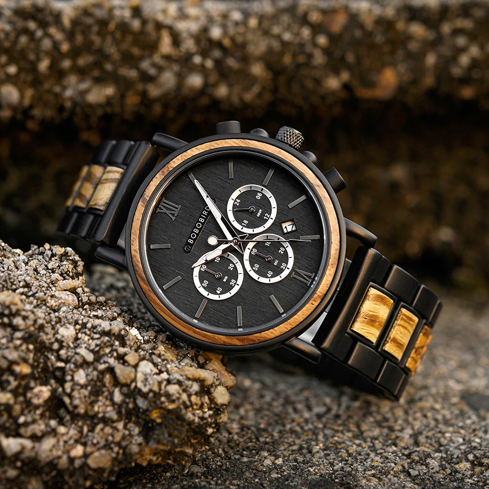 BOBO BIRD Montre homme cadre en bois