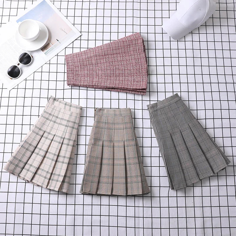 Pleated Skirt Korean Style Y2k Harajuku Faldas Women's Summer Clothes Girls Mini Saia Plissada Feminina Black Grey Plaid Skirt