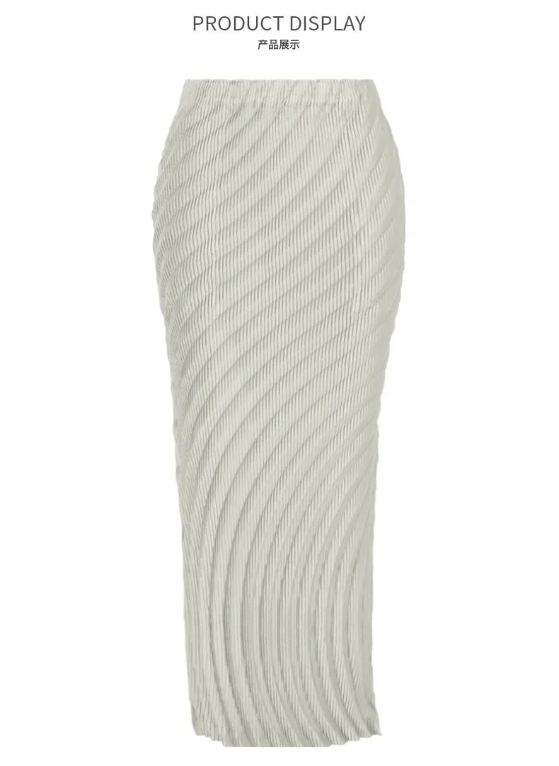 YUDX Pleated Half Skirt 2024 Autumn Half Skirt Women Solid Versatile Design Sense Casual Simple High Waist Mid-length Skirt