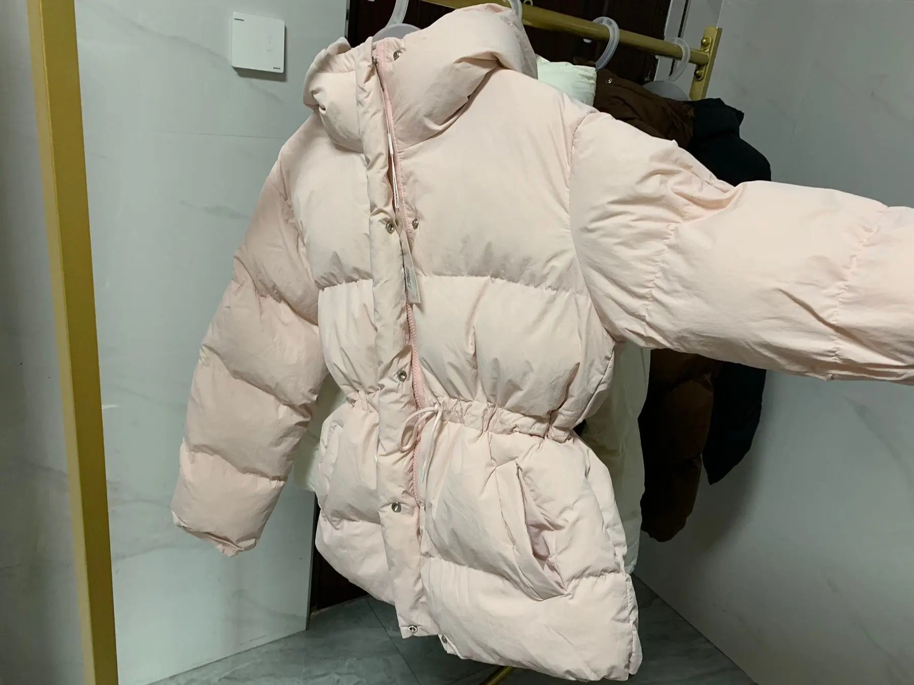 Winter Drawstring Lace-up Snow Women's Warm Down Jacket Hooded Puffer Jacket Women Parkas High Quality Cotton Padded Coat