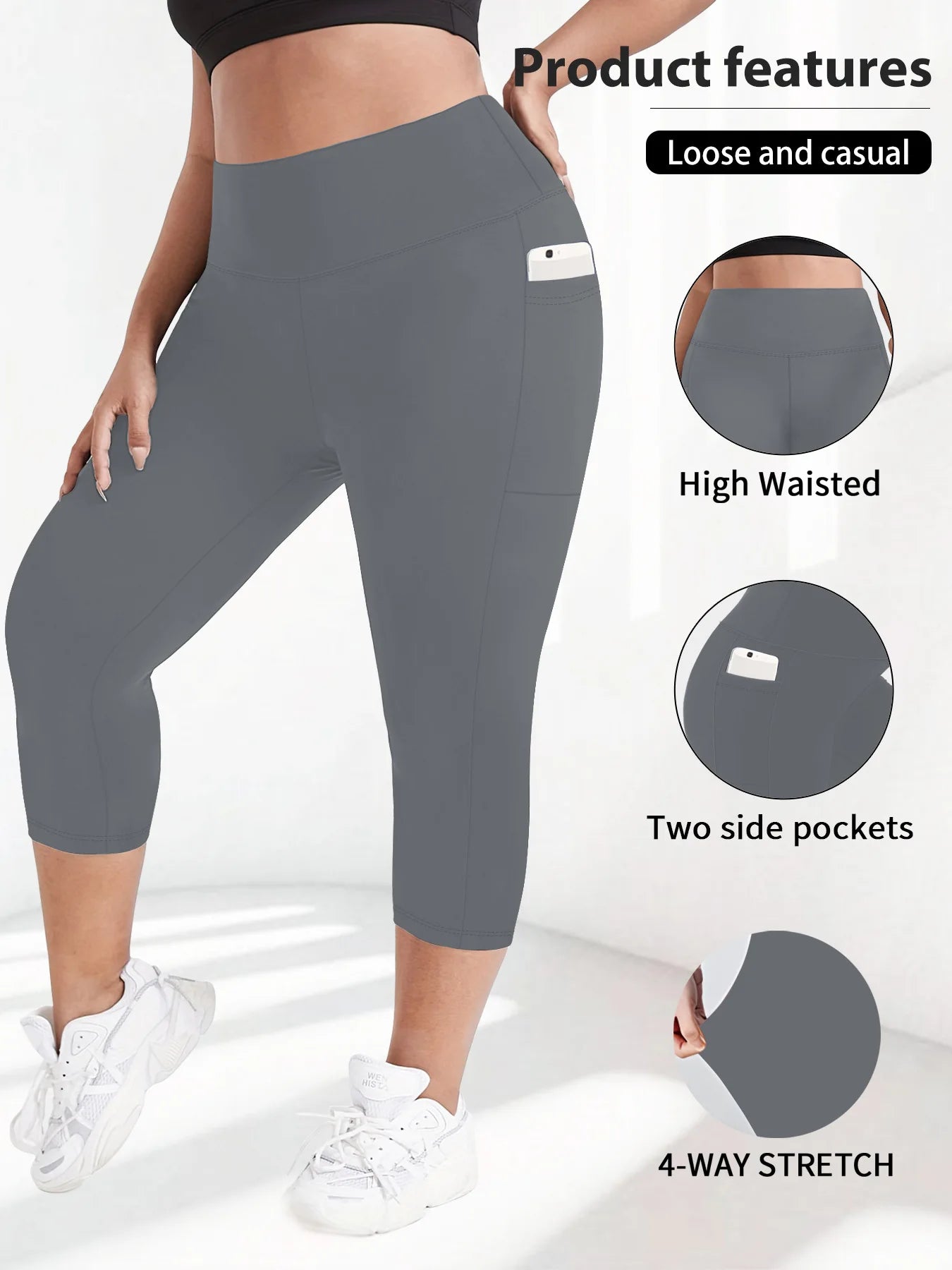 High Waist Yoga Pants with Pockets Sports Leggings for Women Plus Size Fitness Pilates Workout