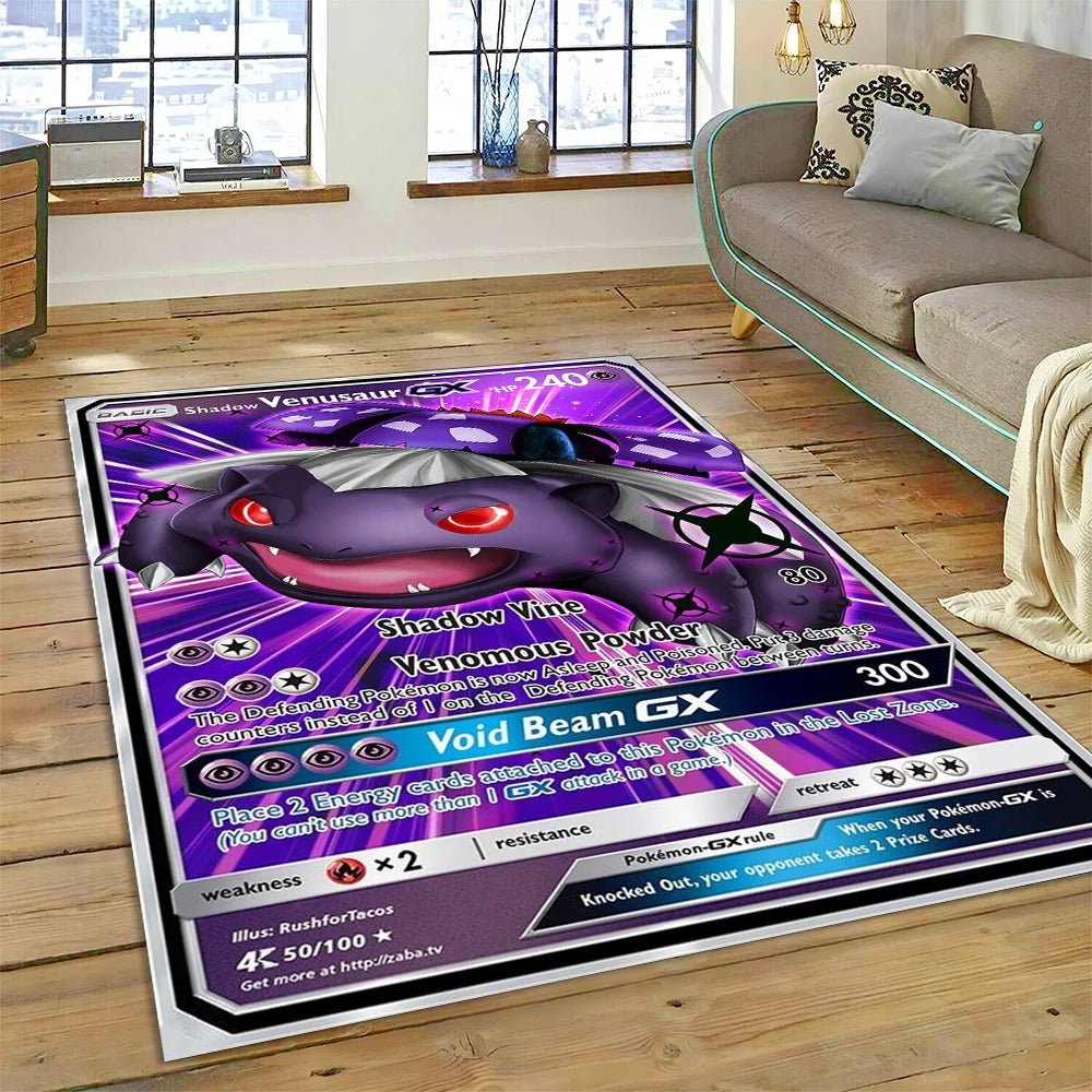 2025 New Pokemon Gold Card Pikachu Cartoon Gift Carpet Rug for Bedroom Living Room Home Sofa Decoration,Children Decor Floor Mat